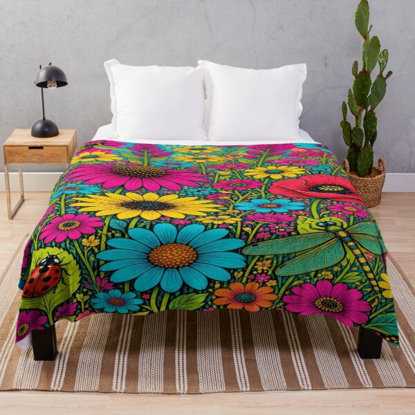 Item preview, Vibrant Pop Folk Art Flower Meadow Wall Art designed and sold by Nexus Space.