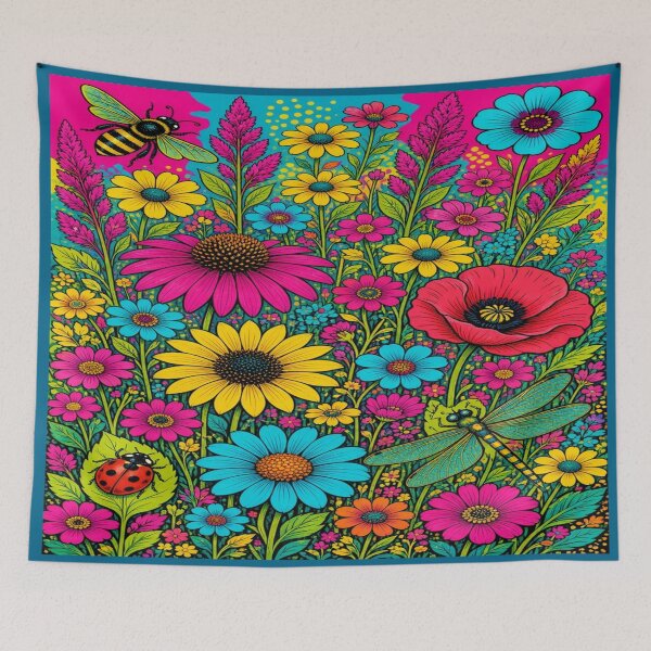Item preview, Vibrant Pop Folk Art Flower Meadow Wall Art designed and sold by Nexus Space.