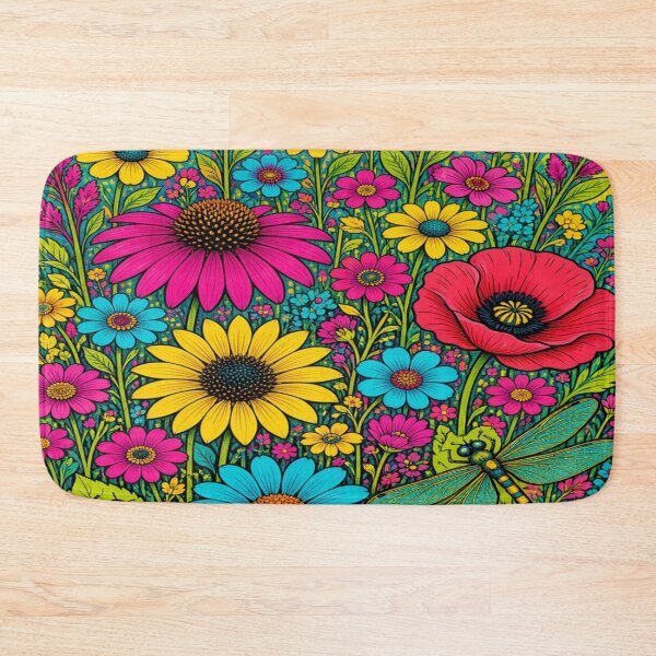 Item preview, Vibrant Pop Folk Art Flower Meadow Wall Art designed and sold by Nexus Space.