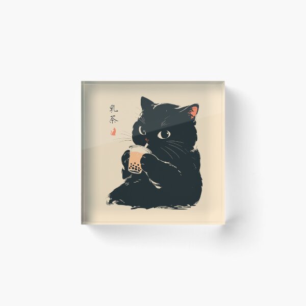 Item preview, Sweet Boba Tea Black Cat Japanese Retro designed and sold by mustbewhy.