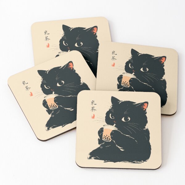 Item preview, Sweet Boba Tea Black Cat Japanese Retro designed and sold by mustbewhy.