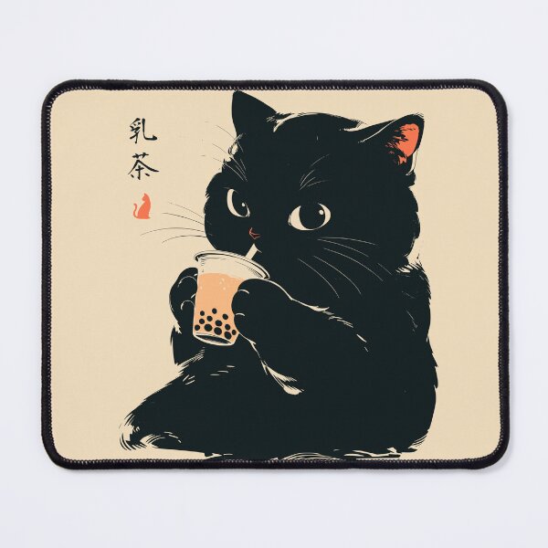 Item preview, Sweet Boba Tea Black Cat Japanese Retro designed and sold by mustbewhy.