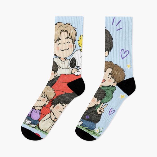 Item preview, Miembros de BTS con Snoopy y Woodstock. designed and sold by katekrystal.
