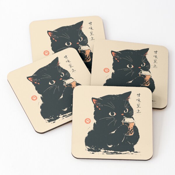 Item preview, Kawaii Black Cat Boba Bubble Tea Japanese Aesthetic designed and sold by mustbewhy.