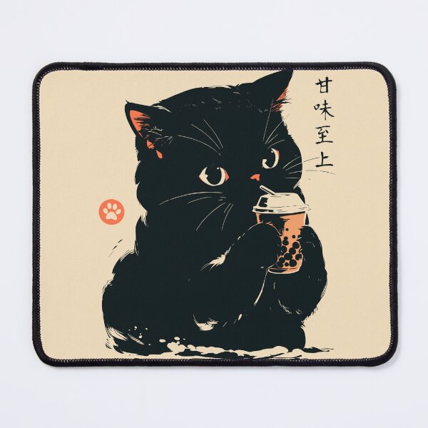 Item preview, Kawaii Black Cat Boba Bubble Tea Japanese Aesthetic designed and sold by mustbewhy.