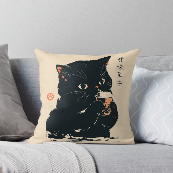 Item preview, Kawaii Black Cat Boba Bubble Tea Japanese Aesthetic designed and sold by mustbewhy.