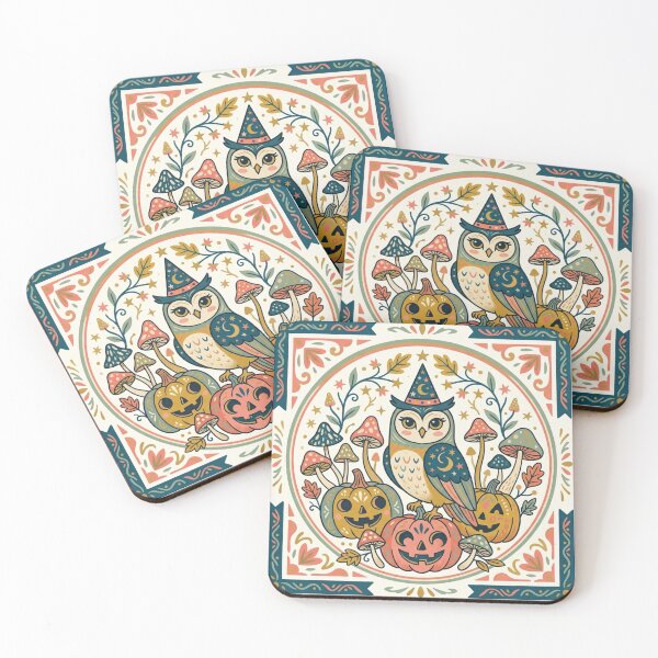Item preview, Whimsical Wizard Owl Folk Art Halloween Pumpkins designed and sold by PMTaurus.