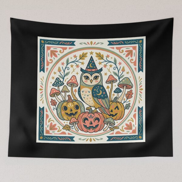 Item preview, Whimsical Wizard Owl Folk Art Halloween Pumpkins designed and sold by PMTaurus.