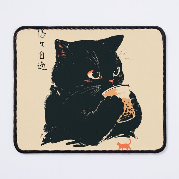 Item preview, Milk Tea Black Cat Boba Drinker Japanese designed and sold by mustbewhy.