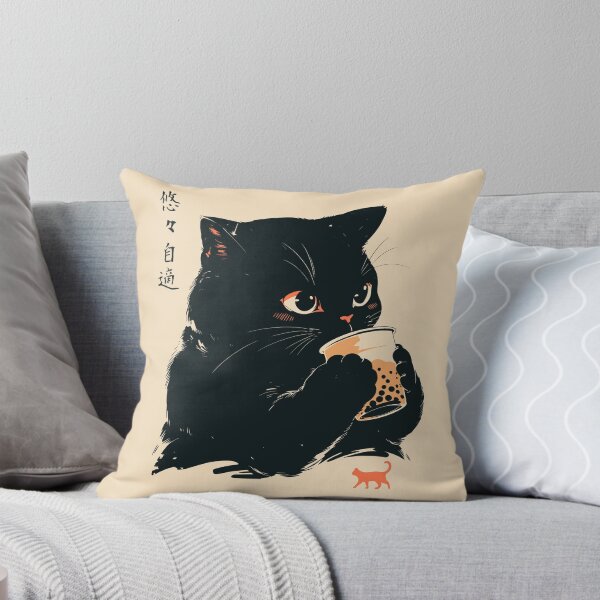 Item preview, Milk Tea Black Cat Boba Drinker Japanese designed and sold by mustbewhy.
