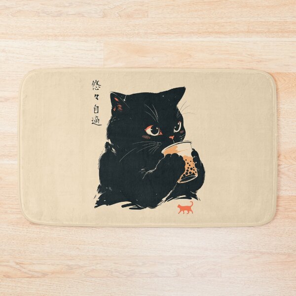 Item preview, Milk Tea Black Cat Boba Drinker Japanese designed and sold by mustbewhy.