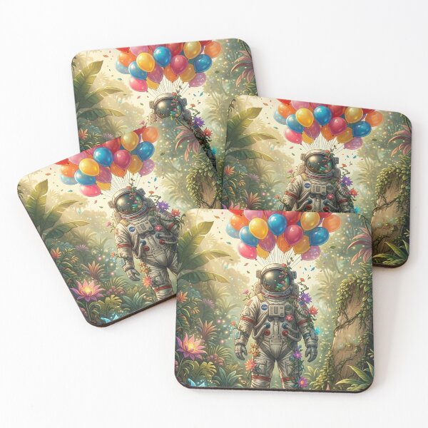 Item preview, Botanical Surreal Astronaut - Colorful Balloons Space Art designed and sold by Rain-Road.