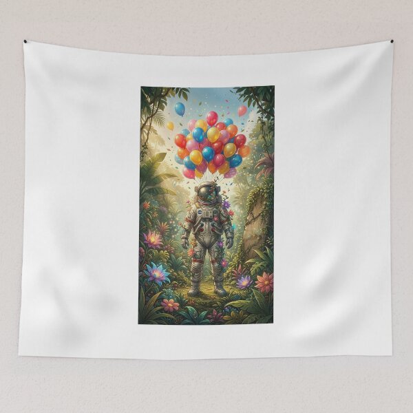 Item preview, Botanical Surreal Astronaut - Colorful Balloons Space Art designed and sold by Rain-Road.