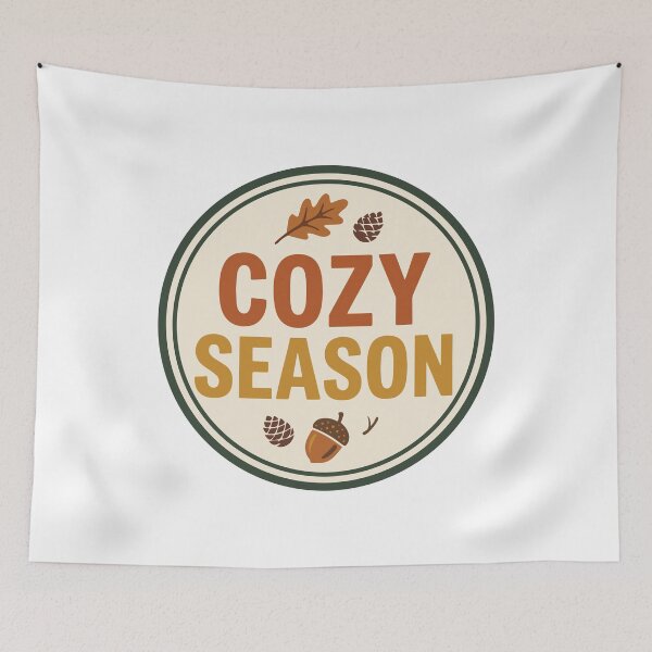 Item preview, Cozy Season Fall Autumn Retro Badge Acorn Pinecone Leaves Cozy Girl T-shirt and Sticker Design designed and sold by Billium Halder.