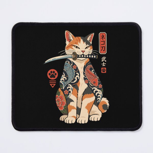 Item preview, Japanese Bobtail Samurai Cat | Japanese Tattoo Koi Cat Art | Vintage Ukiyo-e Warrior designed and sold by Leeded.