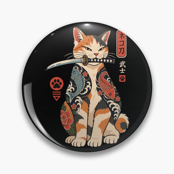 Item preview, Japanese Bobtail Samurai Cat | Japanese Tattoo Koi Cat Art | Vintage Ukiyo-e Warrior designed and sold by Leeded.