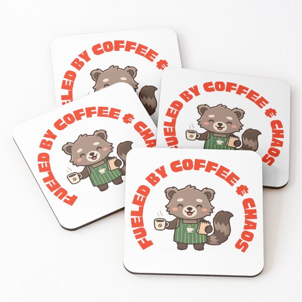 Item preview, Fueled By Coffee and Chaos Cute Barista Raccoon Funny Quote designed and sold by LensDyn™.