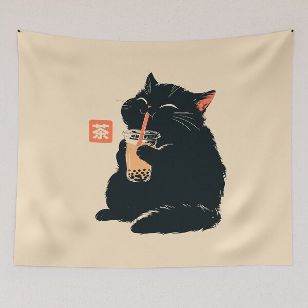 Item preview, Boba Tea Lover Black Cat Japanese Vintage designed and sold by mustbewhy.