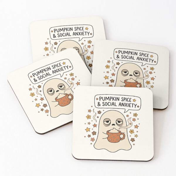Item preview, Pumpkin Spice And Social Anxiety Cute Tired Ghost Art designed and sold by Fine-Arts-Lab.