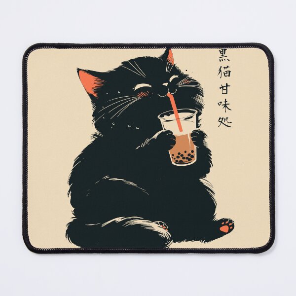 Item preview, Tapioca Pearl Black Cat Bubble Tea Japanese designed and sold by mustbewhy.