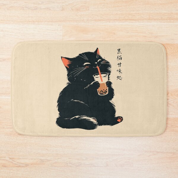 Item preview, Tapioca Pearl Black Cat Bubble Tea Japanese designed and sold by mustbewhy.