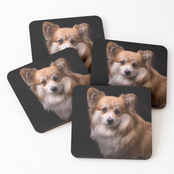 Item preview, Fluffy Corgi Portrait on Black Background designed and sold by VanGaldo.