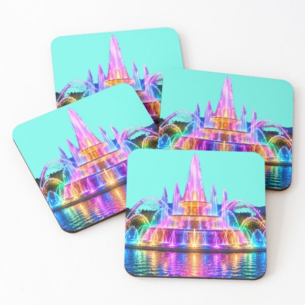 Item preview, Colorful Illuminated Fountain at Twilight designed and sold by MagicCrystal.
