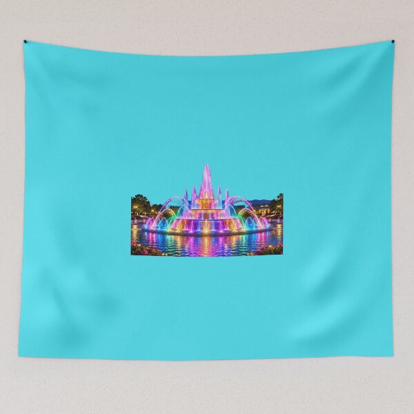 Item preview, Colorful Illuminated Fountain at Twilight designed and sold by MagicCrystal.