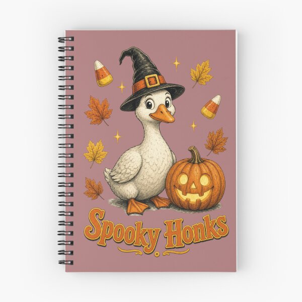 Item preview, Spooky Honks - Cute Halloween Witch Duck & Pumpkin designed and sold by InkWeaveShop.