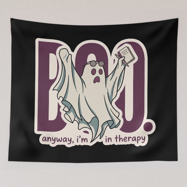 Item preview, Boo. Anyway, I'm in Therapy — Funny Ghost Art designed and sold by TheCalmEdit.