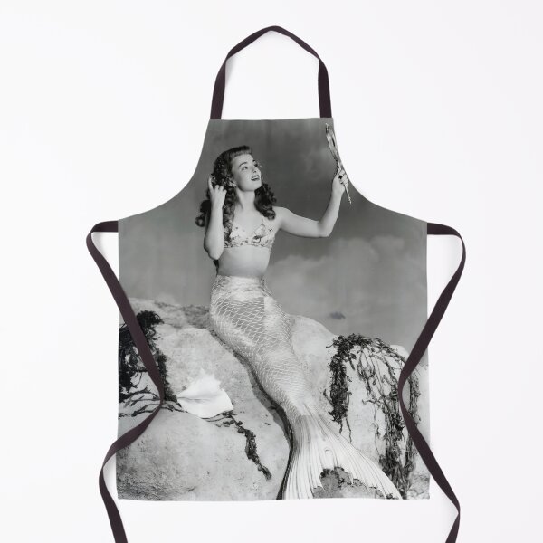 Item preview, Fish tales, Vintage funny Mermaid glamour black and white photographic art print designed and sold by Astrid Arkhangelsky.
