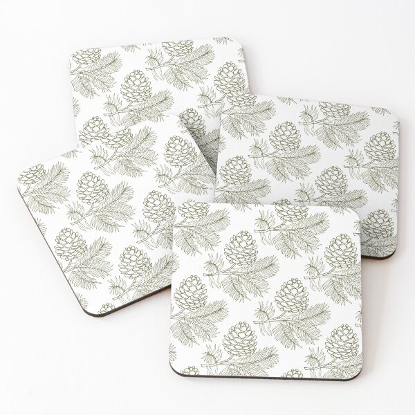 Item preview, White Background Pine Cone and Botanical Leaves Seamless Pattern designed and sold by ​Jyoti Digital Artist.