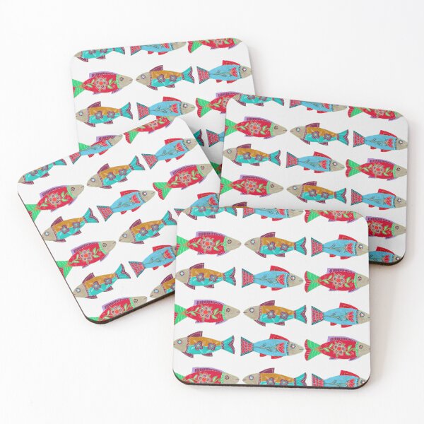 Item preview, Colorful Folk Art Fish Pattern with Flowers designed and sold by Fani*.