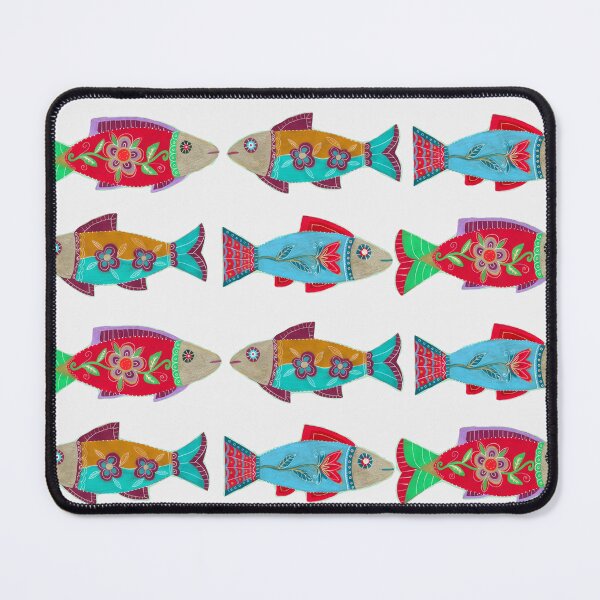 Item preview, Colorful Folk Art Fish Pattern with Flowers designed and sold by Fani*.