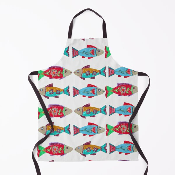Item preview, Colorful Folk Art Fish Pattern with Flowers designed and sold by Fani*.