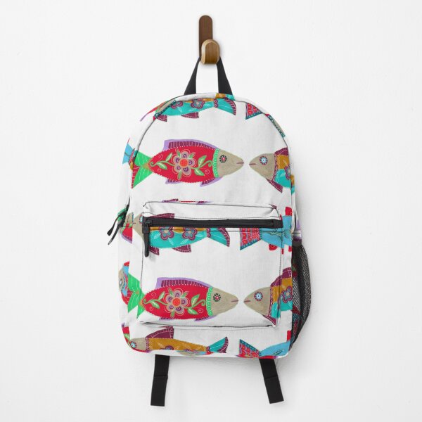 Item preview, Colorful Folk Art Fish Pattern with Flowers designed and sold by Fani*.