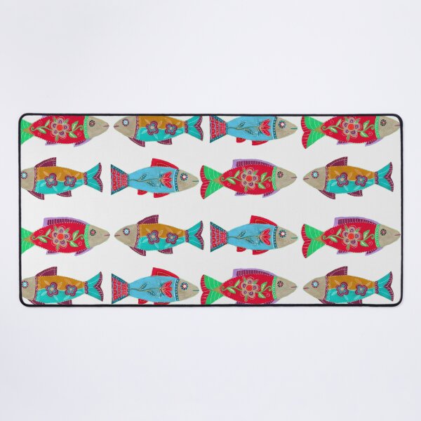 Item preview, Colorful Folk Art Fish Pattern with Flowers designed and sold by Fani*.