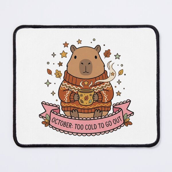 Item preview, October Too Cold To Go Out Cute Capybara Sweater Art designed and sold by Fine-Arts-Lab.