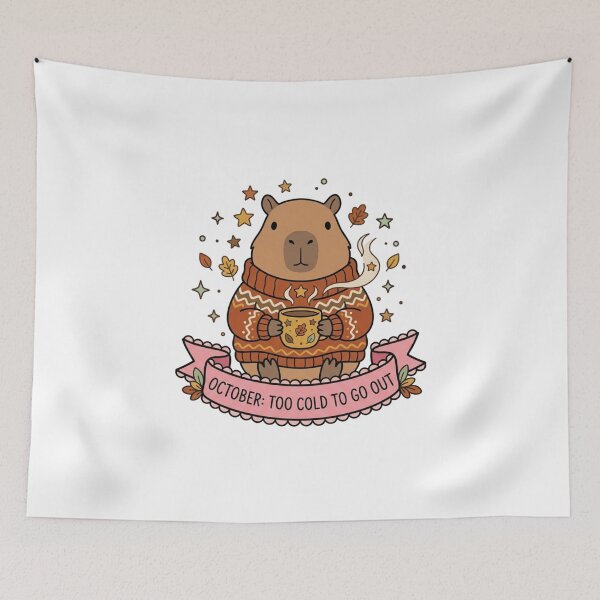 Item preview, October Too Cold To Go Out Cute Capybara Sweater Art designed and sold by Fine-Arts-Lab.