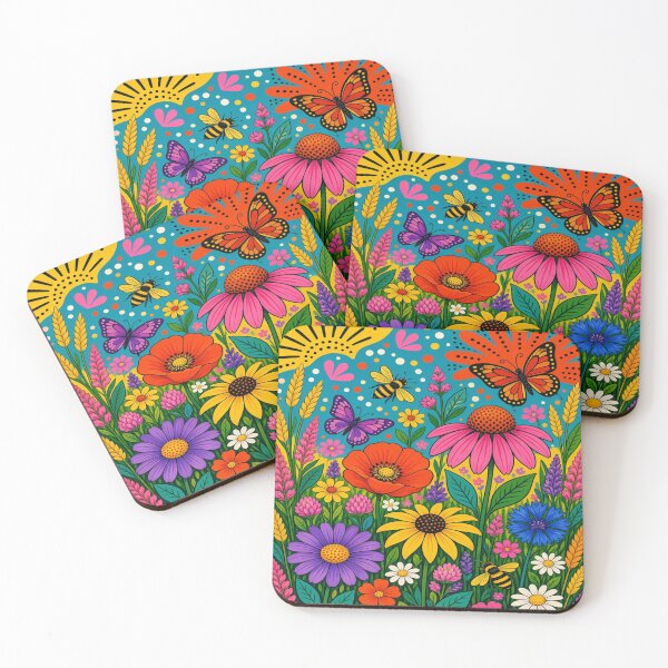 Item preview, Vibrant Pop Folk Art Flower Meadow Wall Art designed and sold by Nexus Space.