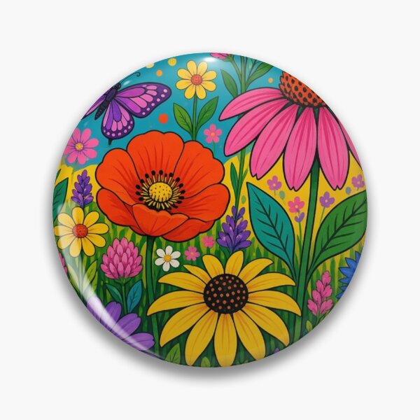 Item preview, Vibrant Pop Folk Art Flower Meadow Wall Art designed and sold by Nexus Space.