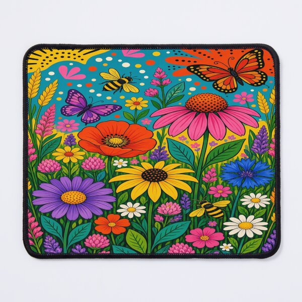 Item preview, Vibrant Pop Folk Art Flower Meadow Wall Art designed and sold by Nexus Space.