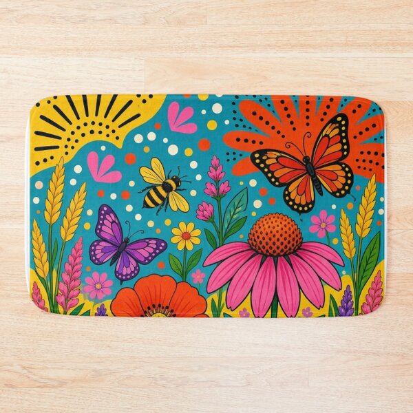 Item preview, Vibrant Pop Folk Art Flower Meadow Wall Art designed and sold by Nexus Space.