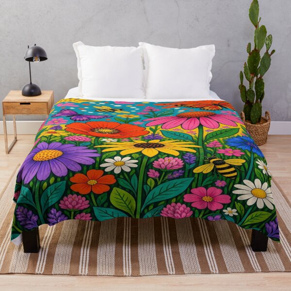 Item preview, Vibrant Pop Folk Art Flower Meadow Wall Art designed and sold by Nexus Space.