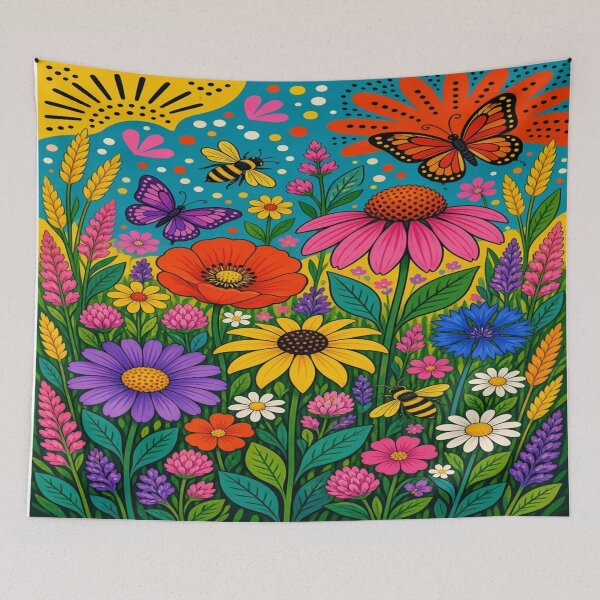 Item preview, Vibrant Pop Folk Art Flower Meadow Wall Art designed and sold by Nexus Space.