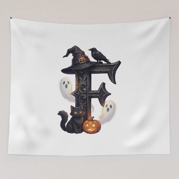 Item preview, Halloween Gothic Letter F Spooky Witch Monogram designed and sold by Mido-artister.
