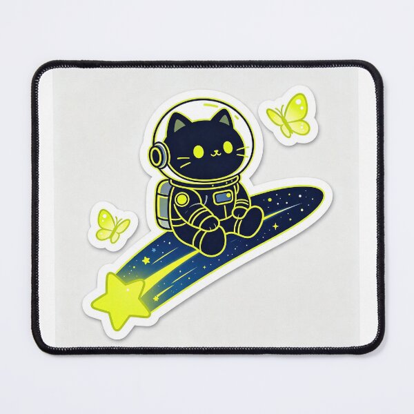 Item preview, A black cat sits on a meteor. designed and sold by pin-upgirls9.