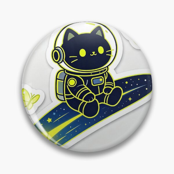 Item preview, A black cat sits on a meteor. designed and sold by pin-upgirls9.