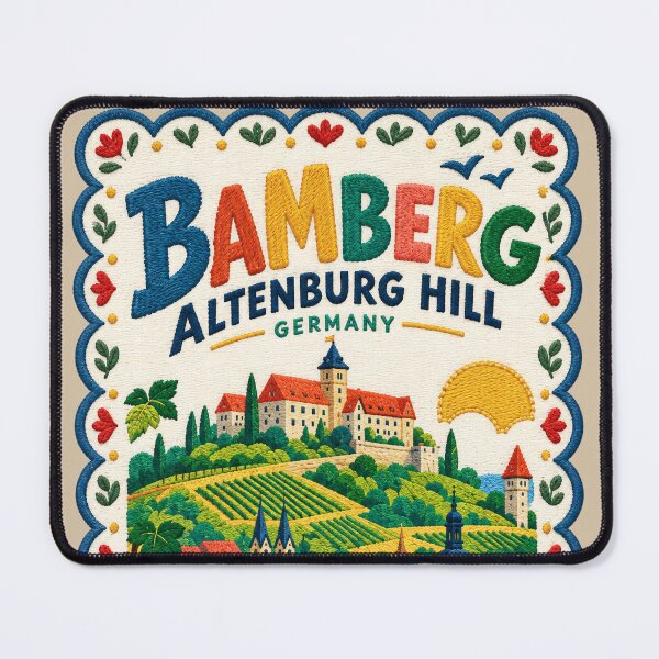 Item preview, Bamberg Altenburg Hill Germany Embroidered Travel Illustration designed and sold by Witsprings.