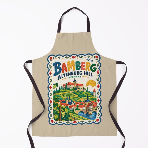 Item preview, Bamberg Altenburg Hill Germany Embroidered Travel Illustration designed and sold by Witsprings.